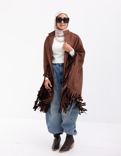 Suede poncho in Brown