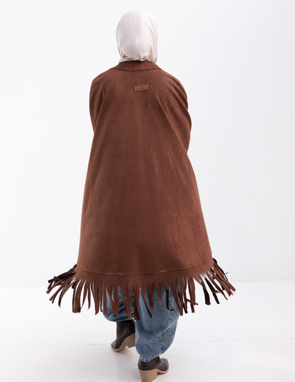 Suede poncho in Brown