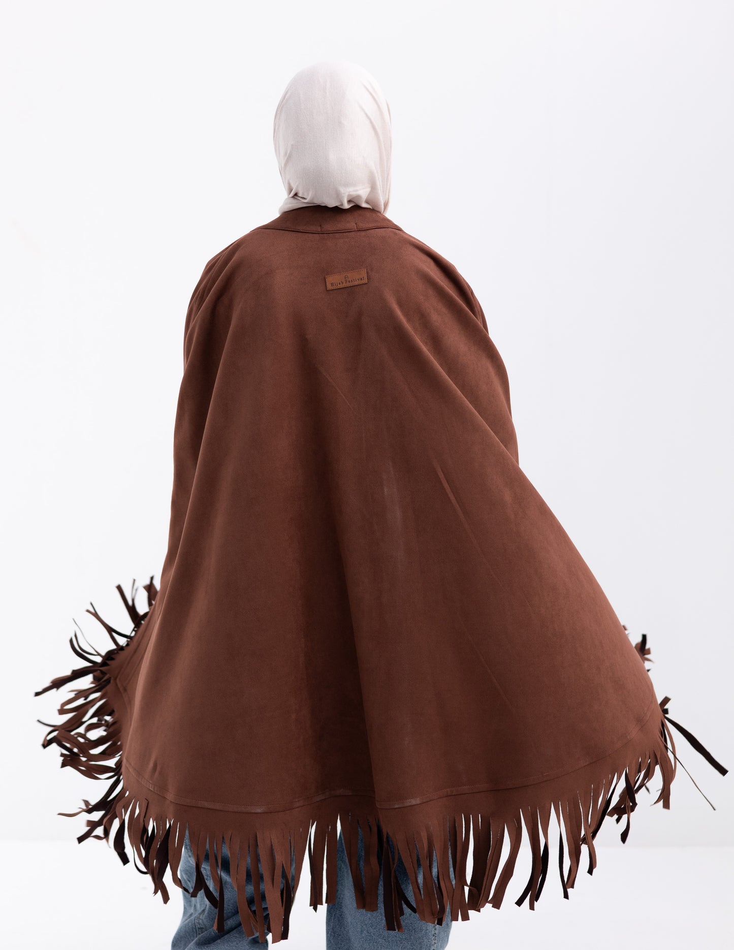 Suede poncho in Brown