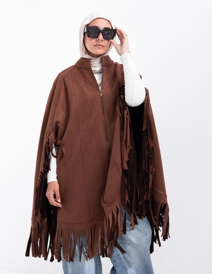 Suede poncho in Brown