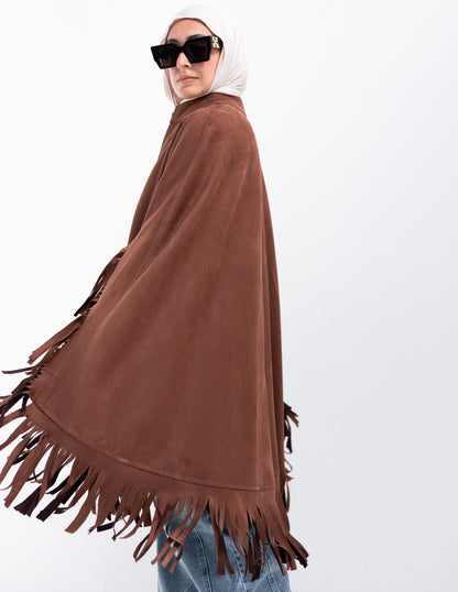 Suede poncho in Brown