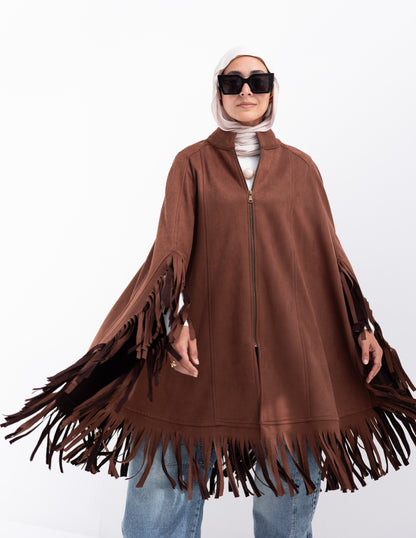 Suede poncho in Brown