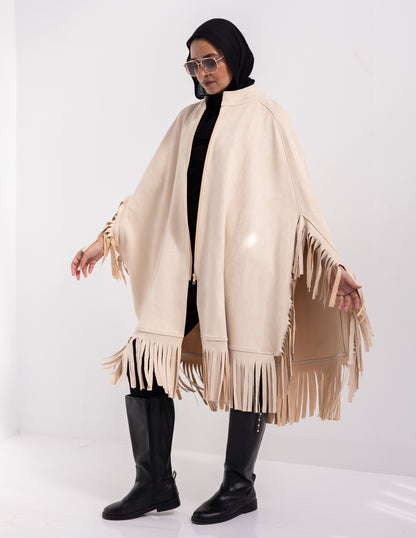 Suede poncho in Beige