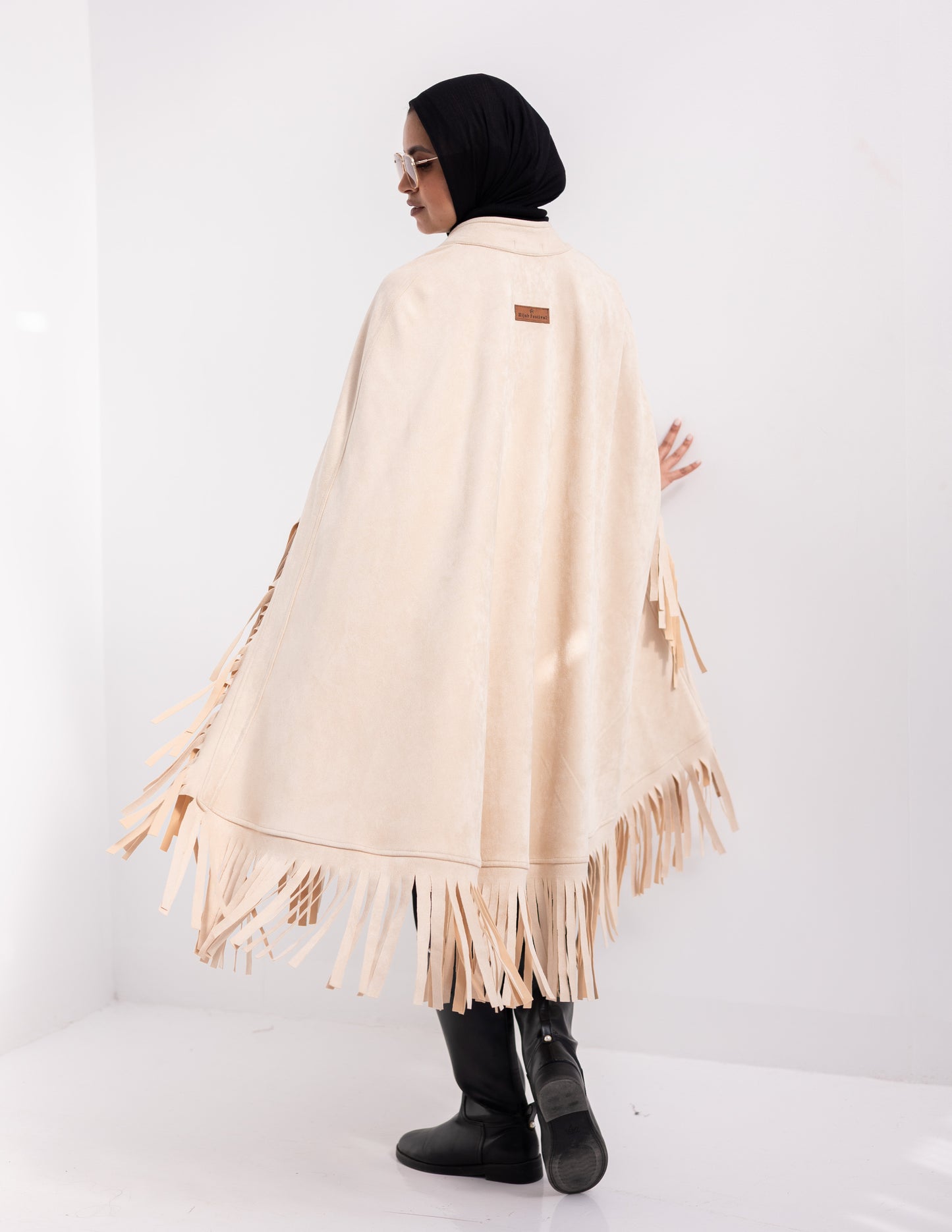 Suede poncho in Beige