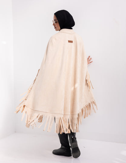 Suede poncho in Beige