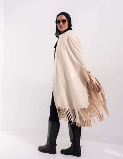 Suede poncho in Beige