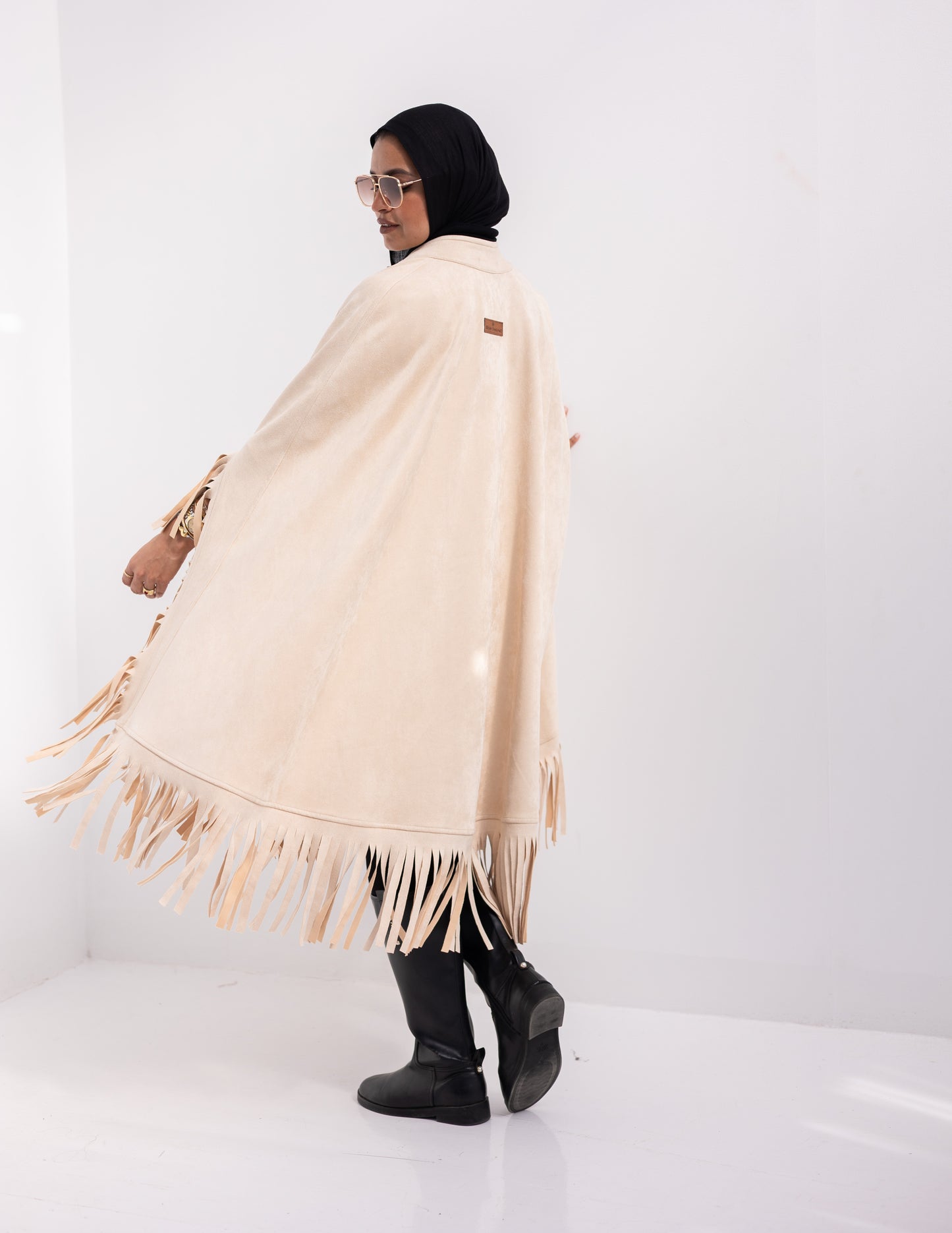 Suede poncho in Beige