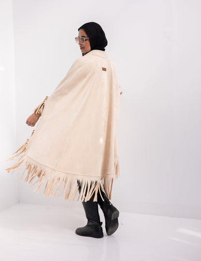 Suede poncho in Beige
