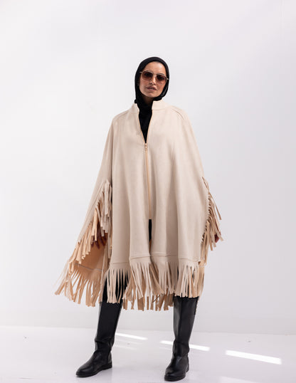 Suede poncho in Beige