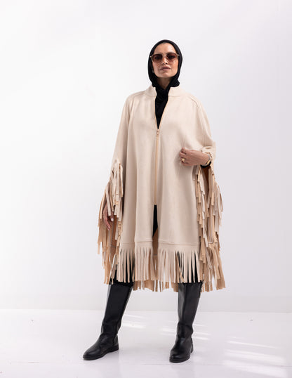 Suede poncho in Beige