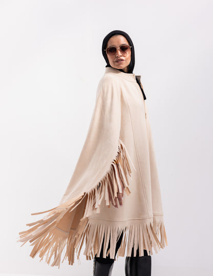 Suede poncho in Beige