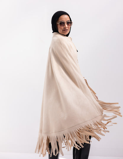 Suede poncho in Beige