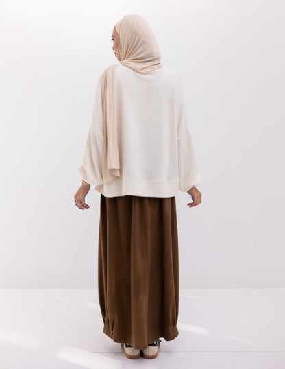 Velvet skirt with pockets in Brown