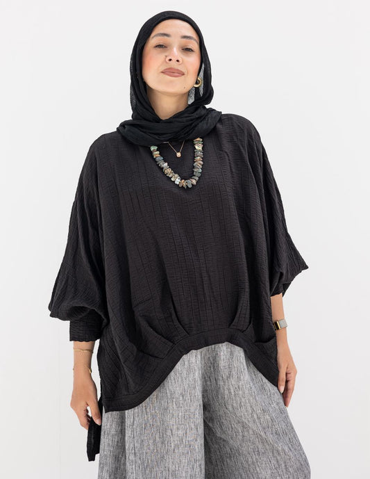 High low blouse in Black