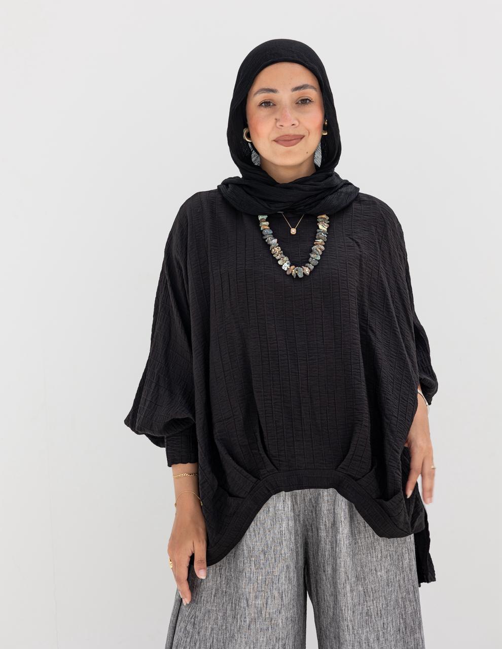 High low blouse in Black