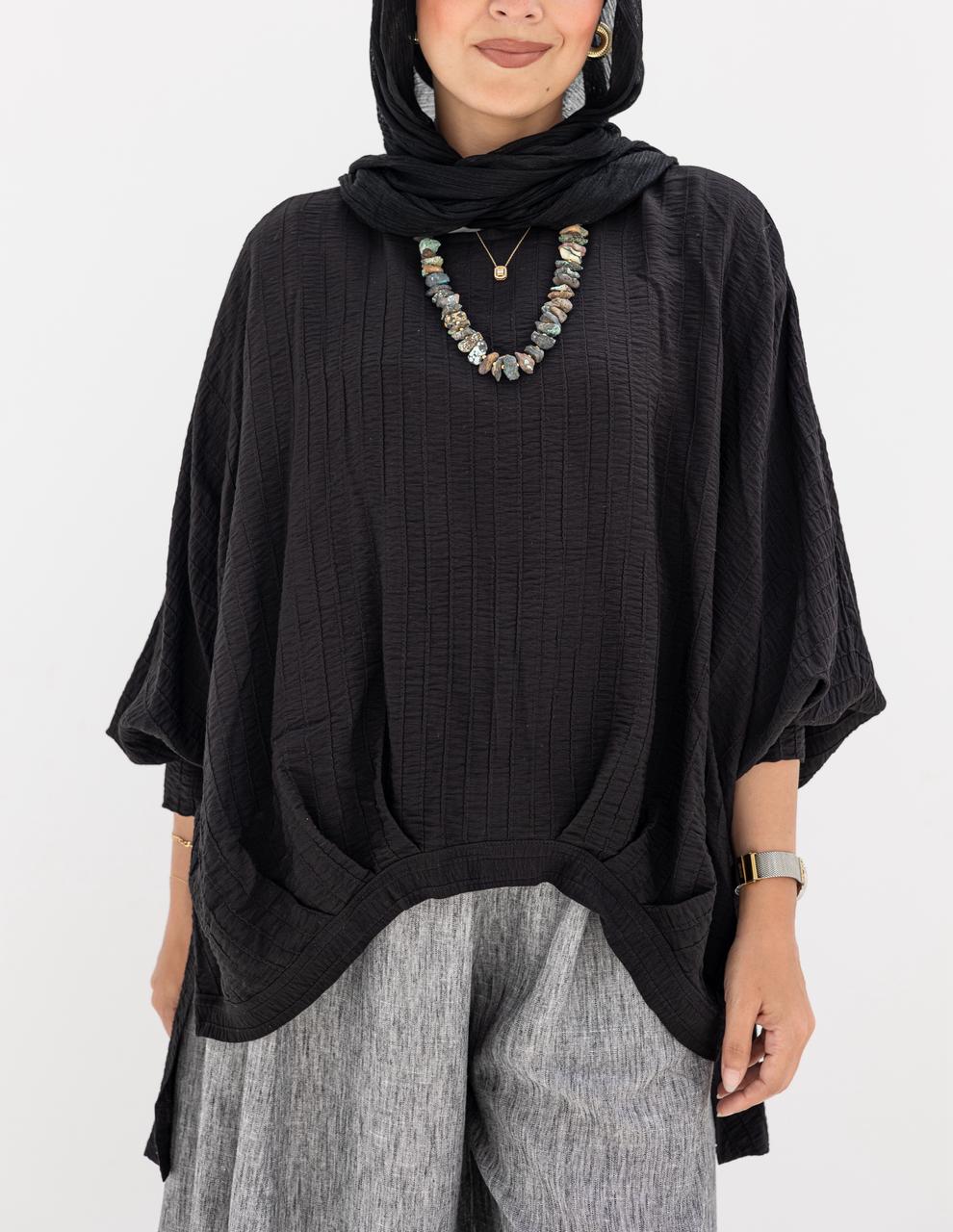 High low blouse in Black