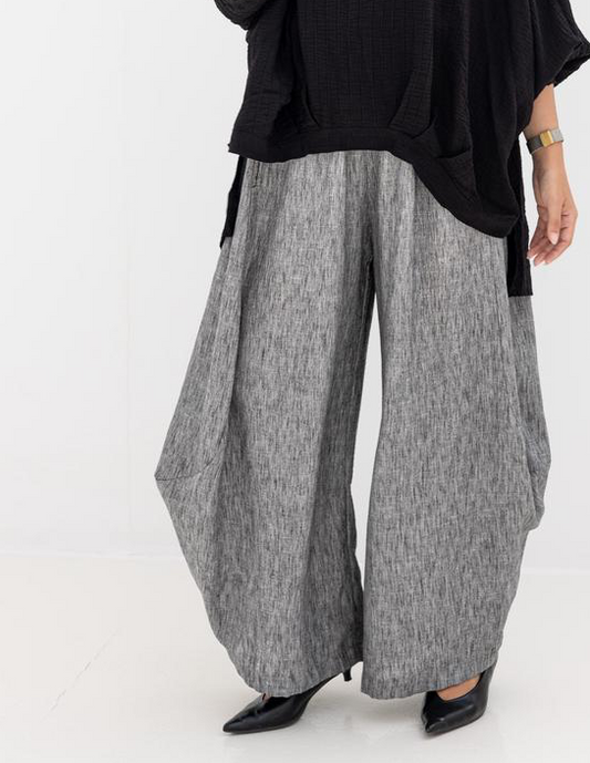 Trendy Lenin Pants  Light gray
