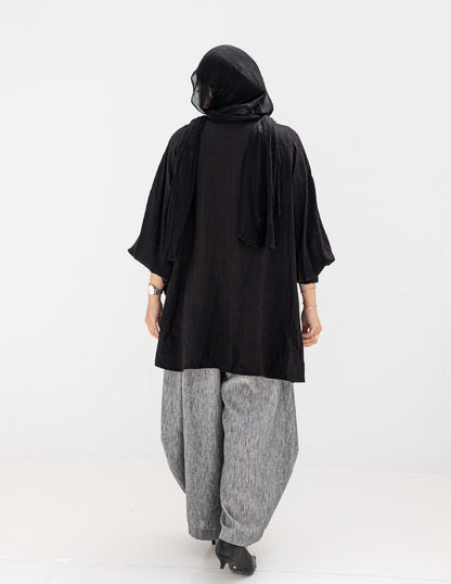 High low blouse in Black