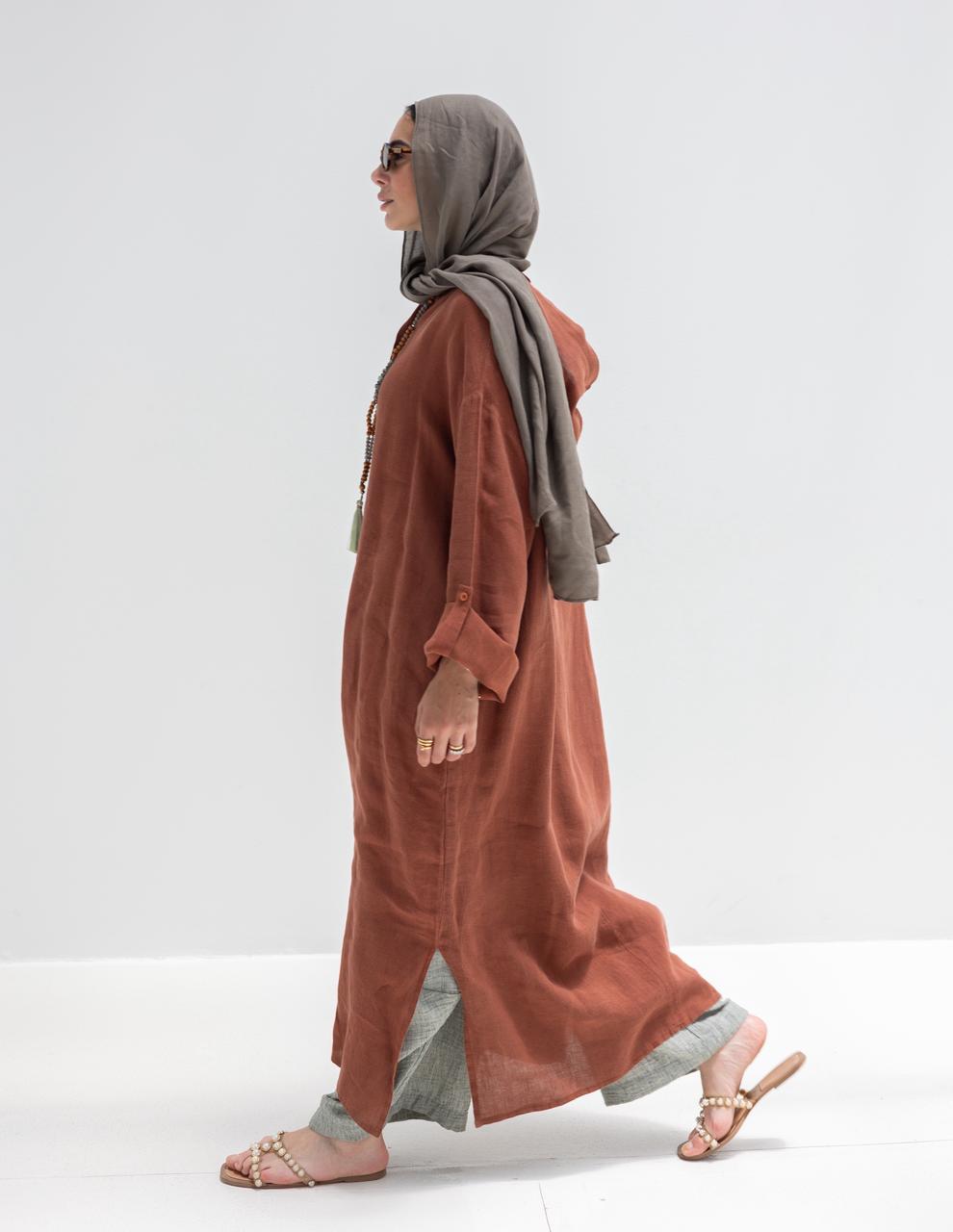 Lenin summer Moroccan dress in Rustic brown