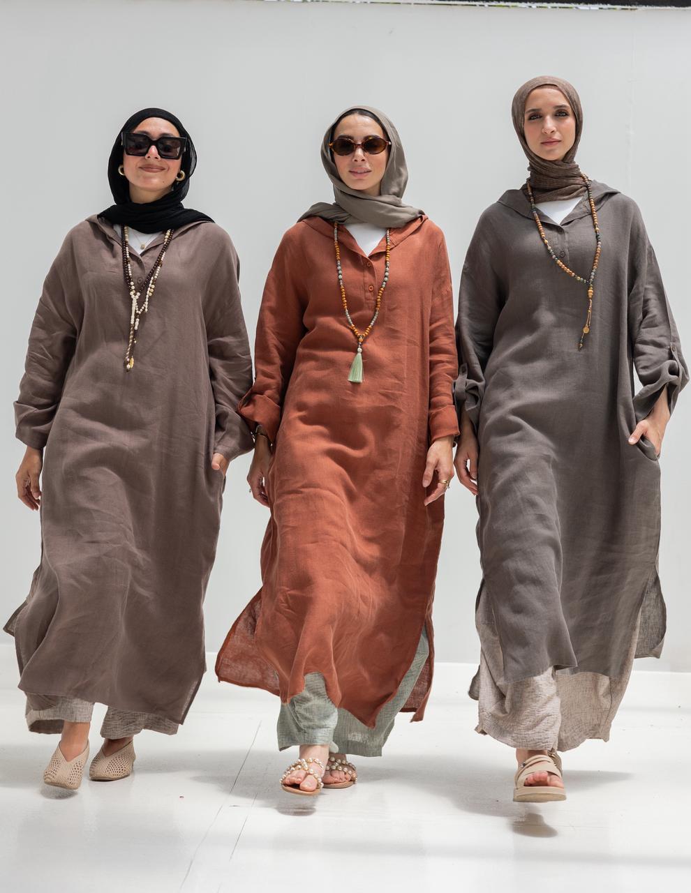 Lenin summer Moroccan dress in Rustic brown