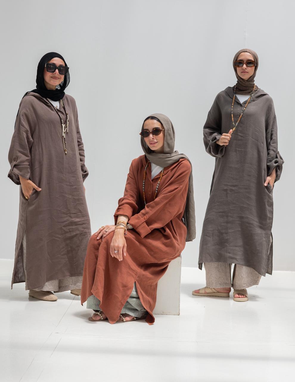 Lenin summer Moroccan dress in Rustic brown