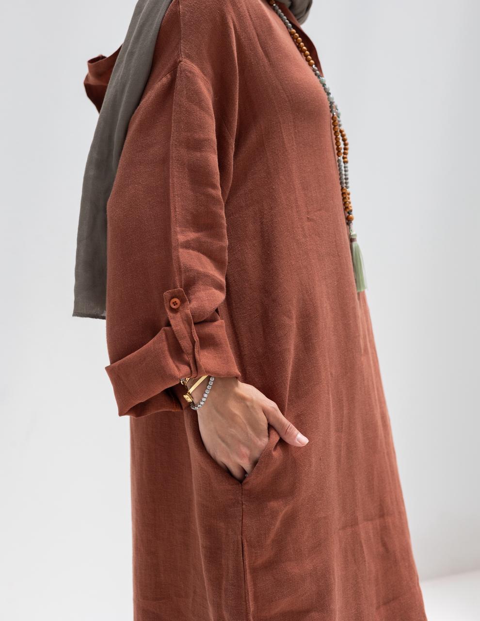 Lenin summer Moroccan dress in Rustic brown