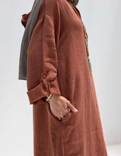 Lenin summer Moroccan dress in Rustic brown