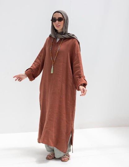 Lenin summer Moroccan dress in Rustic brown