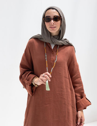 Lenin summer Moroccan dress in Rustic brown