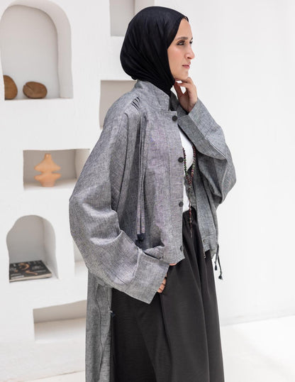 High low jacket with zipper in Gray