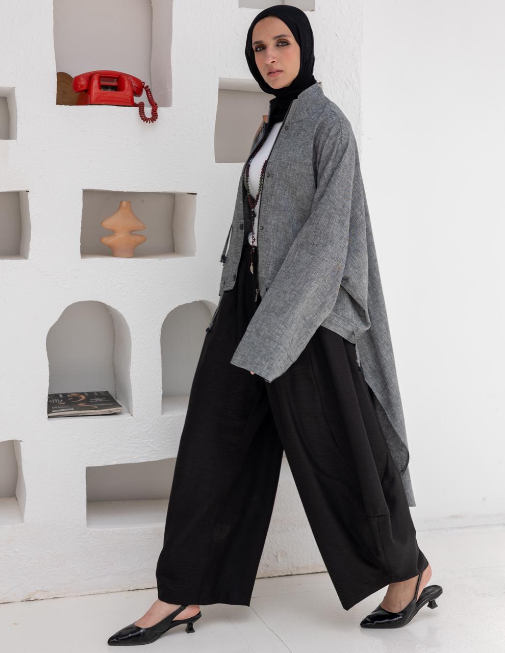High low jacket with zipper in Gray