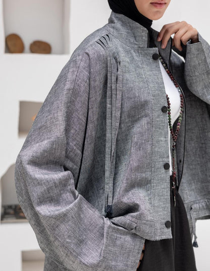 High low jacket with zipper in Gray