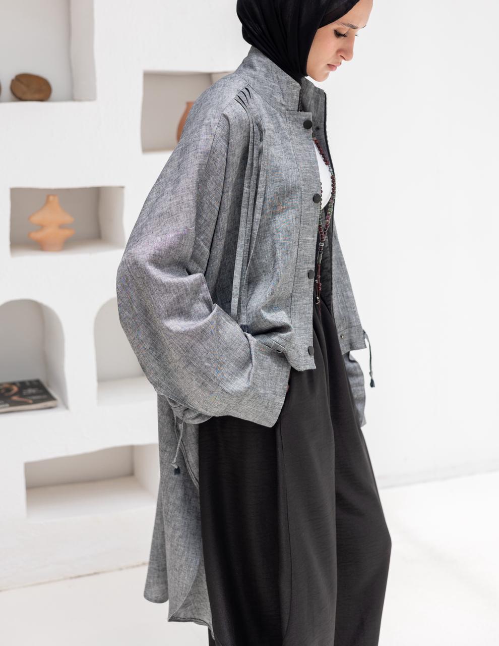 High low jacket with zipper in Gray