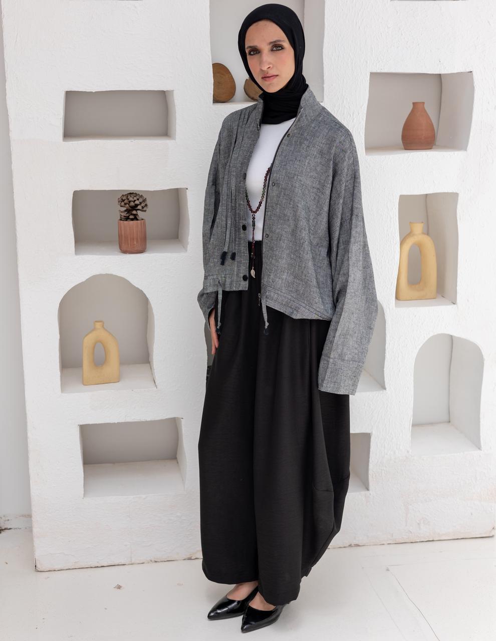 High low jacket with zipper in Gray