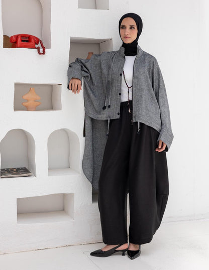 High low jacket with zipper in Gray