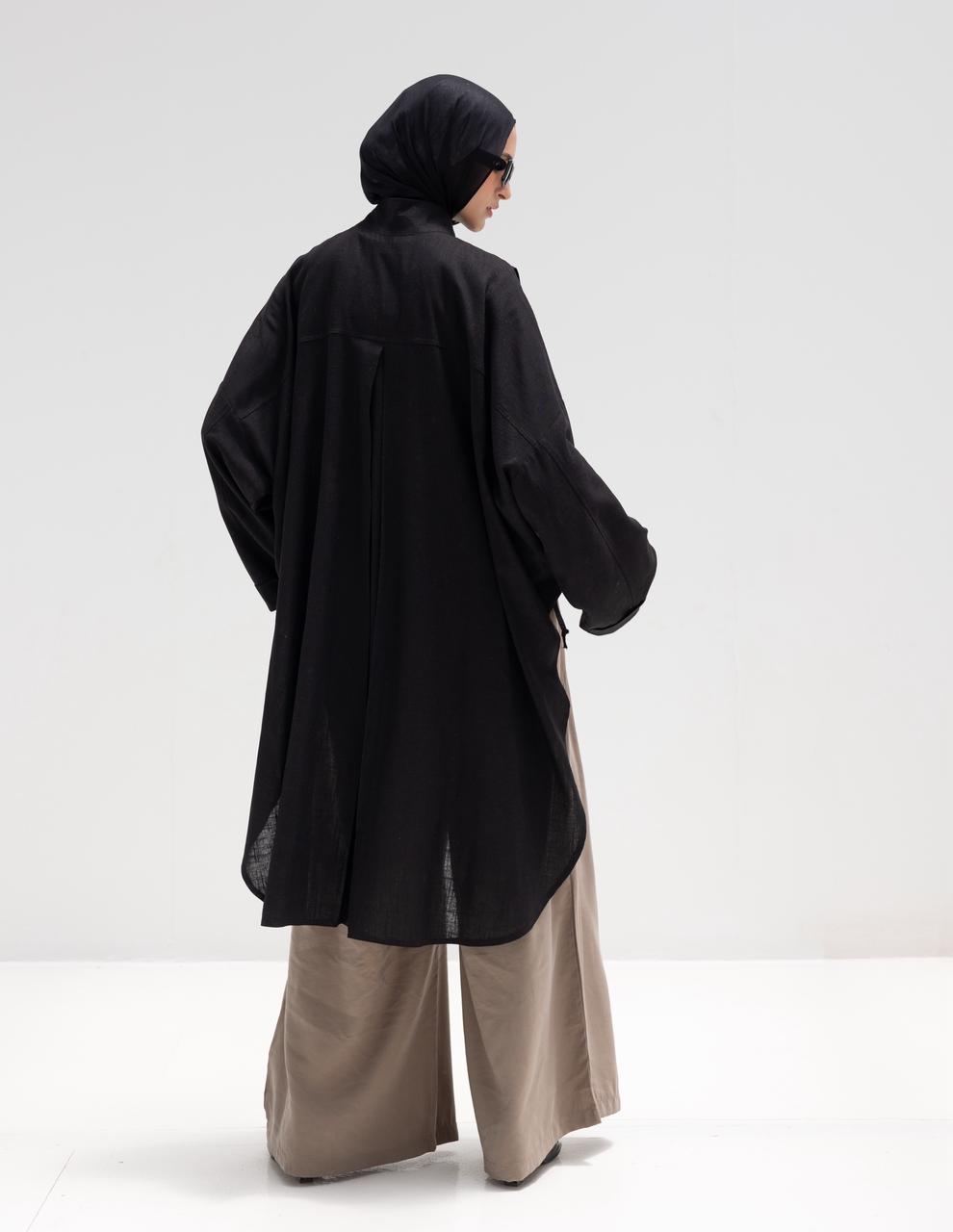 High low jacket with zipper in Black