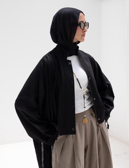 High low jacket with zipper in Black