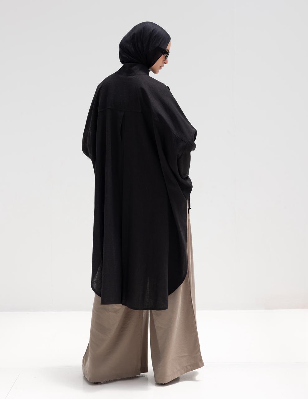 High low jacket with zipper in Black