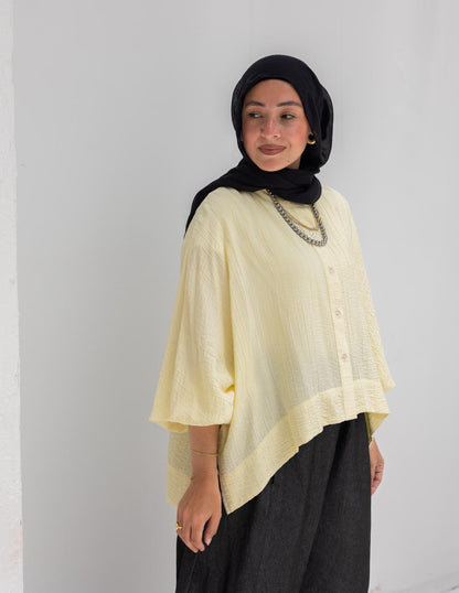 Elegant short blouse with buttons  in Yellow