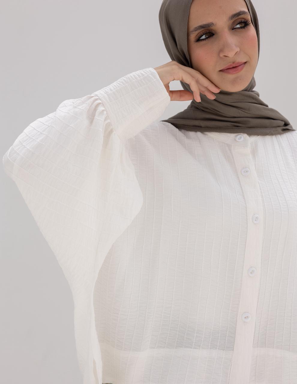Elegant short blouse with buttons  in White