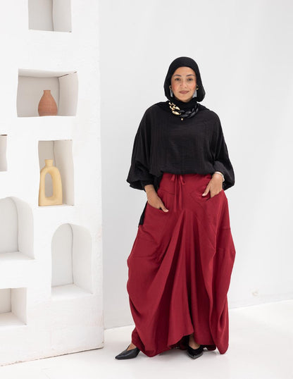 Plain gypsy skirt in Wine red