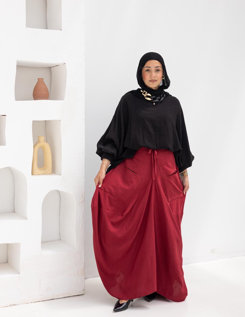Plain gypsy skirt in Wine red