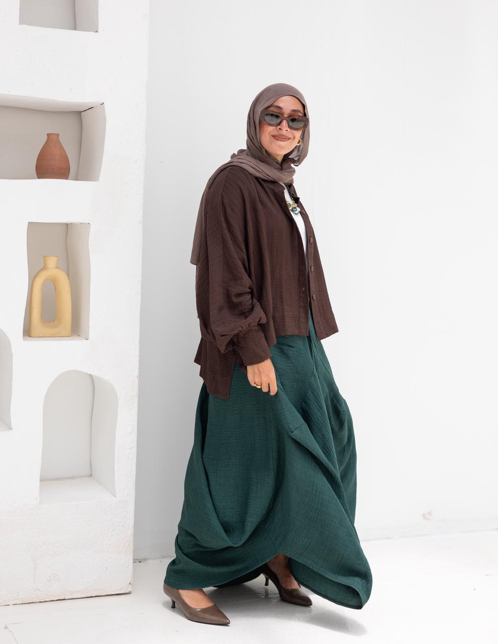 Plain gypsy skirt in Emerald green