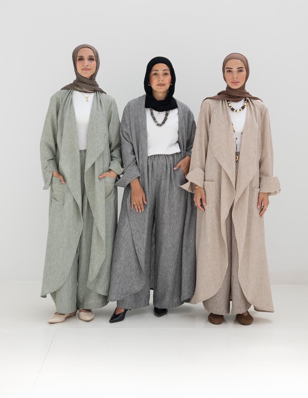 Long flowy Lenin cardigan in Olive