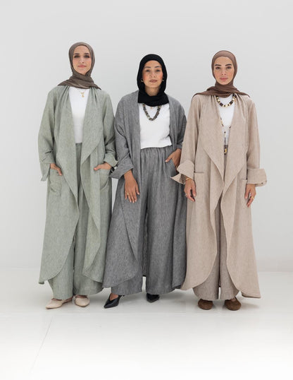 Long flowy Lenin cardigan in Olive
