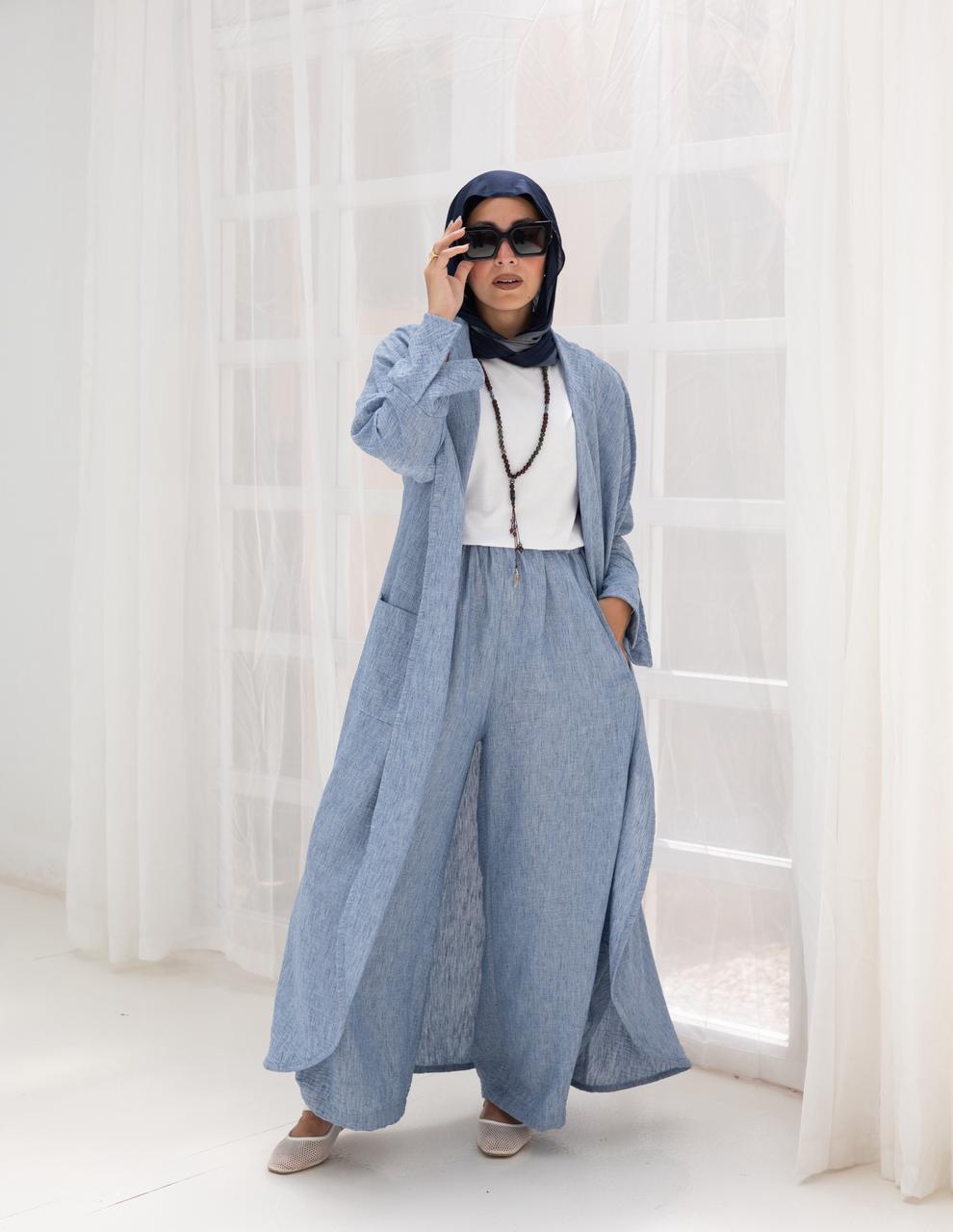 Long flowy Lenin cardigan in Baby blue