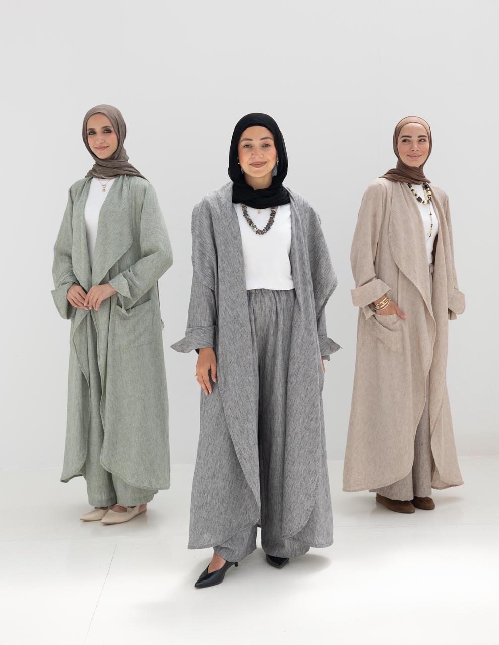 Long flowy Lenin cardigan in Olive