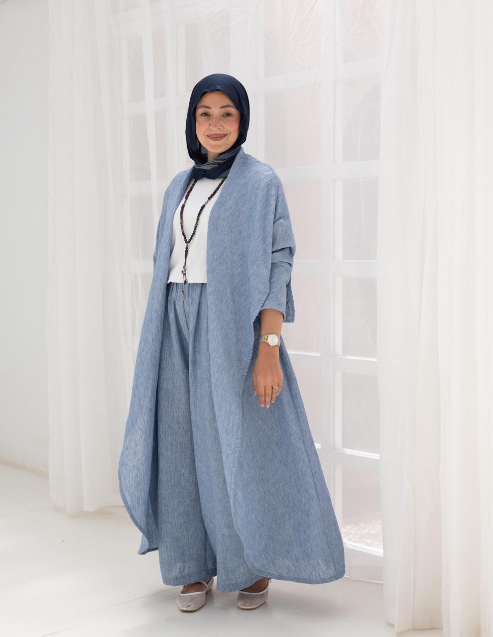 Long flowy Lenin cardigan in Baby blue