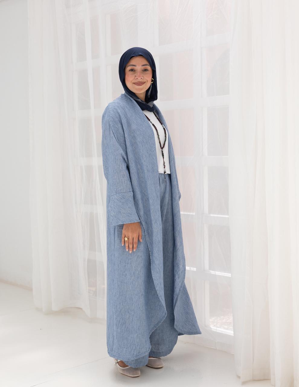 Long flowy Lenin cardigan in Baby blue