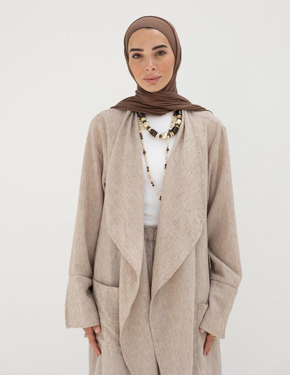 Long flowy Lenin cardigan in Beige